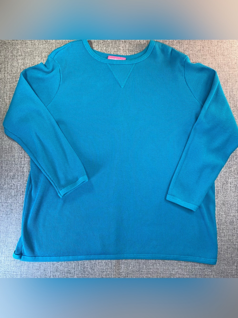Woman Within Women's Top Plus Size 1X Turquoise Long Sleeve Thermal Long Johns
